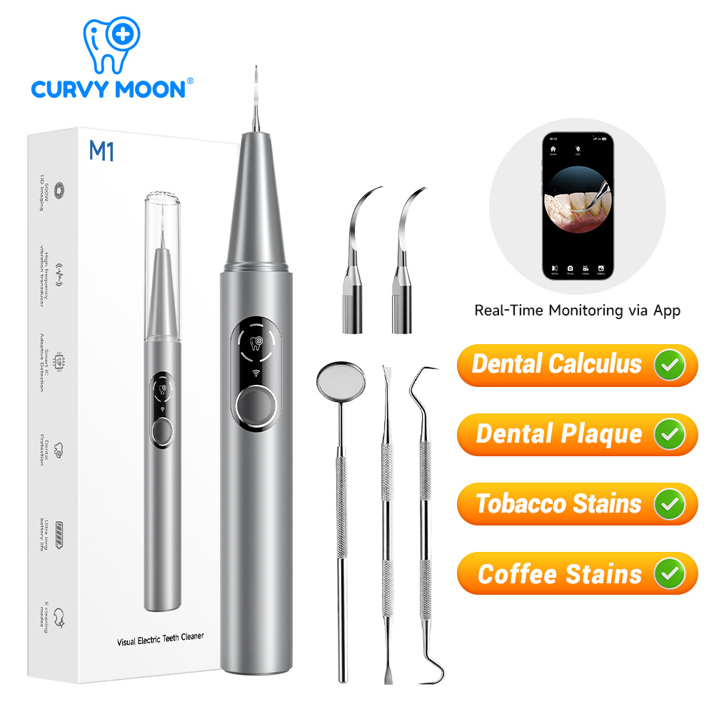 Teeth Whitening Mouthwash - CURVY MOON Limpiador Dental Eléctrico Ultrasónico
