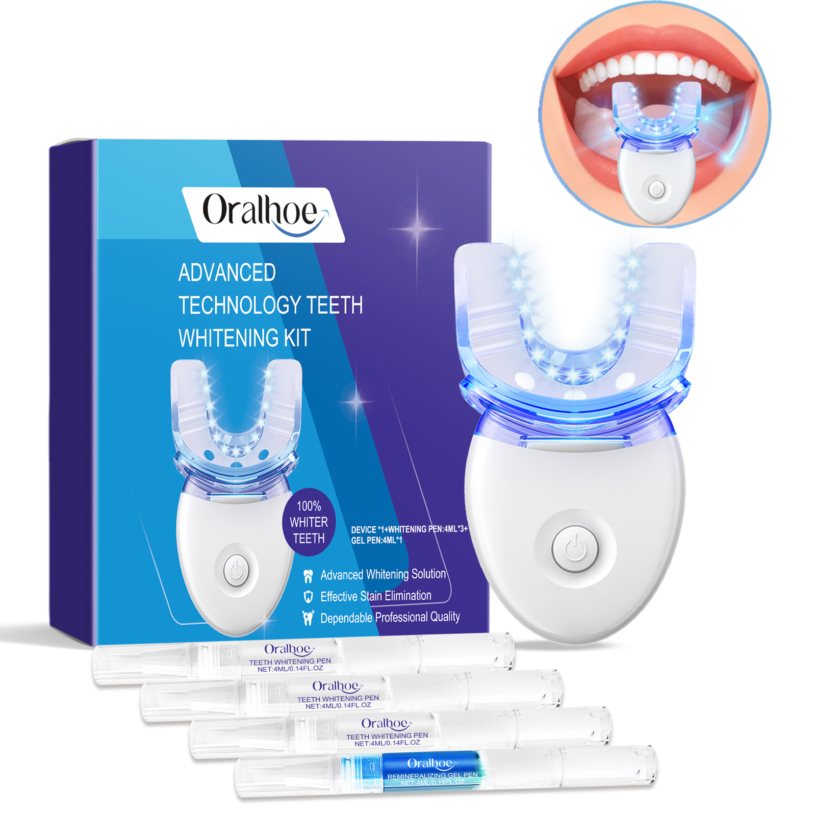 Teeth Whitening Mouthwash - Kit de luz LED para blanqueamiento
